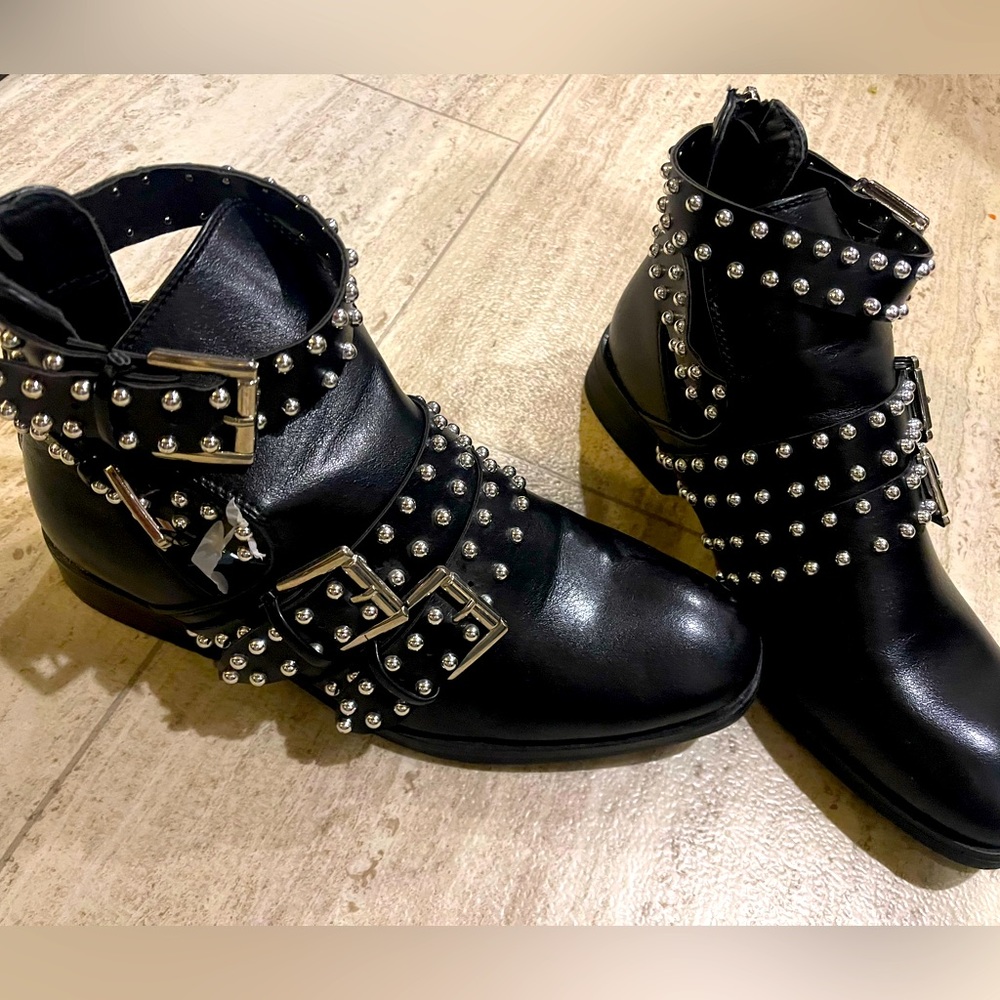 Studded Leather Booties